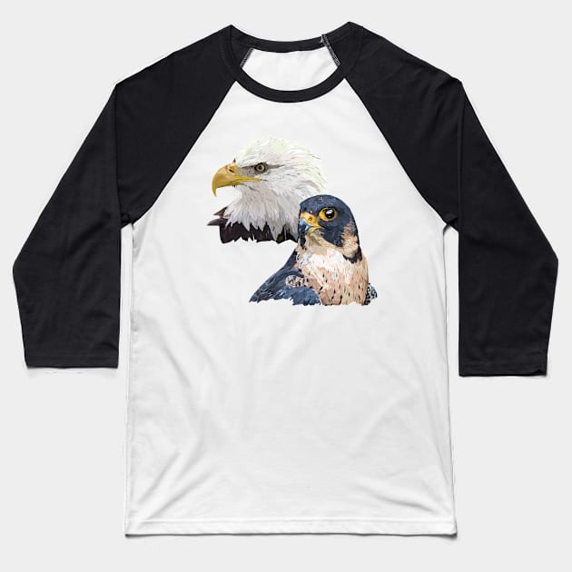 Peregrine Falcon and American Pigargo Baseball T-Shirt by obscurite